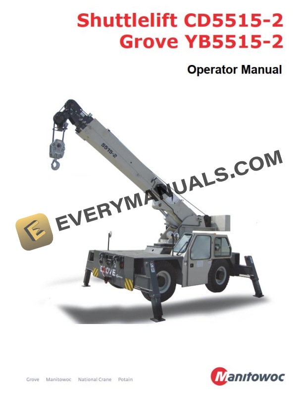 Grove YB5515-2 Crane Operator, Parts, Service Manual