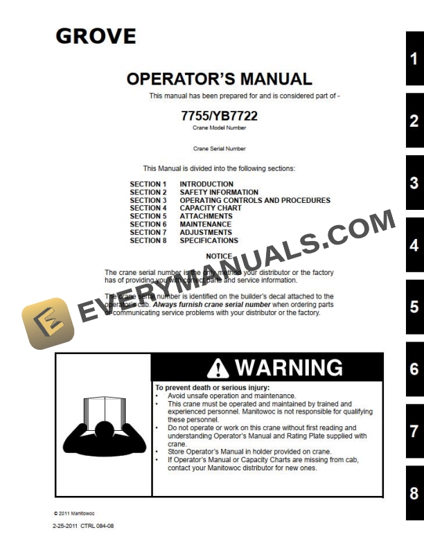 Grove YB7722 Crane Operators, Parts, Service Manual and Schematics 4 Grove YB7722 Crane Schematics, Shop Manuals_1