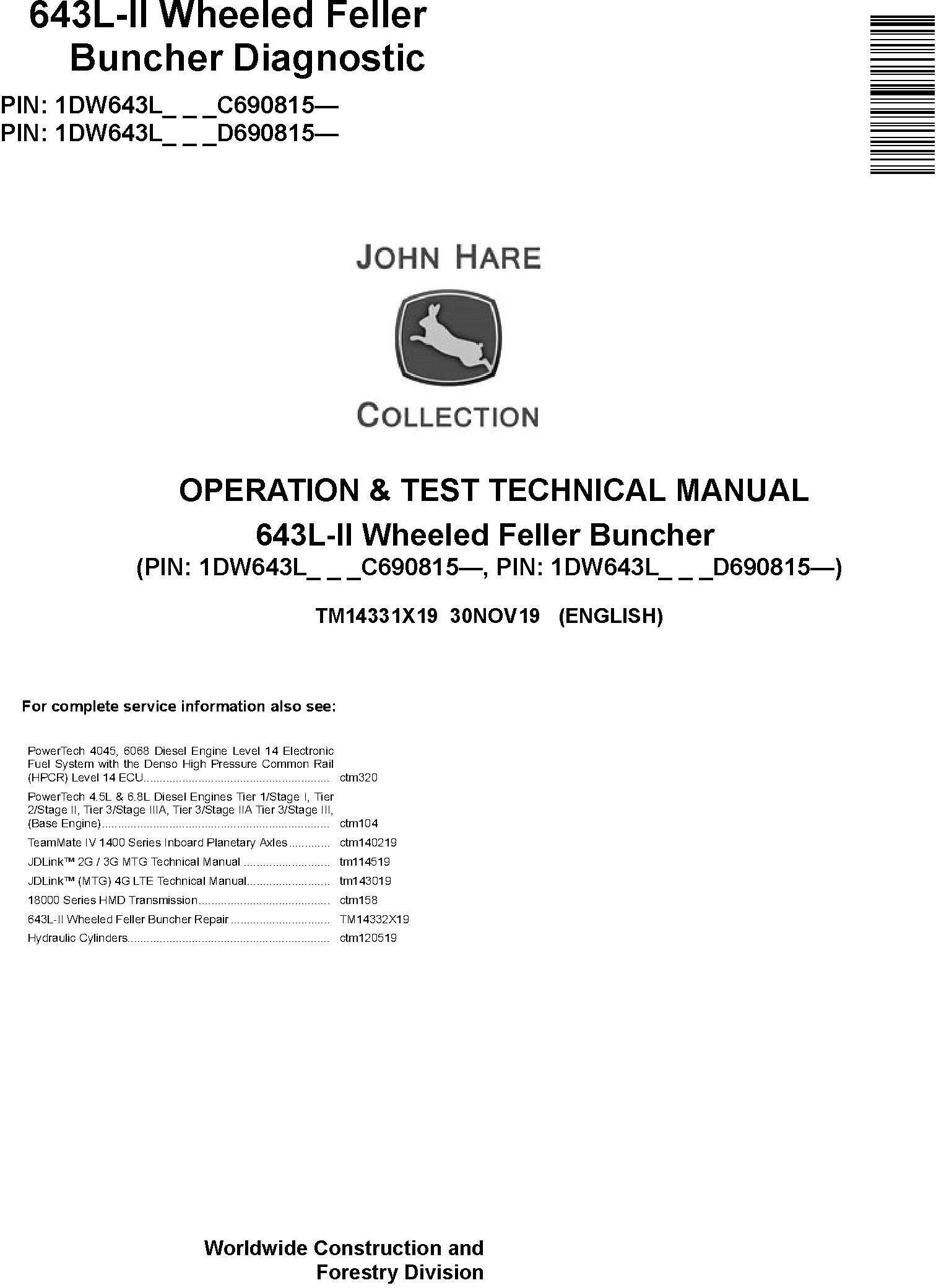 John Deere Agricultural 643L-II Technical Manual TM14331X19