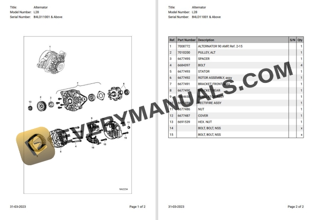 Bobcat L28 B4LD11001 _ Above Parts Catalog
