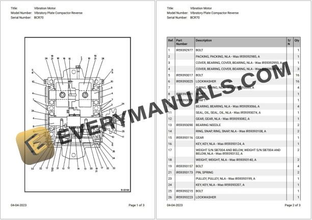 Bobcat Vibratory Plate Compactor Reverse BCR70 Parts Catalog PDF 2 Bobcat Vibratory Plate Compactor Reverse BCR70 Parts Catalog