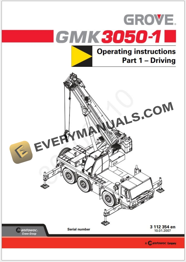 Grove GMK3050-1 Crane Shop Manuals, Diagrams
