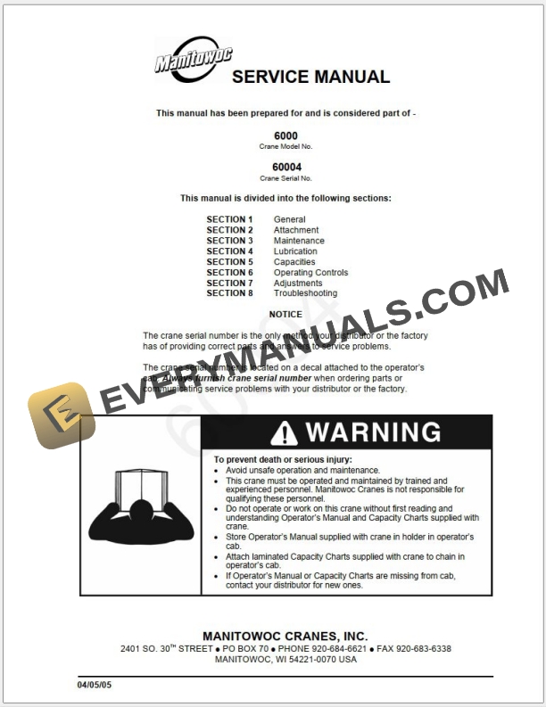 Grove GMK3060 Crane Operators, Parts, Service Manual and Schematics 01 09 2017 5 Grove GMK3060 Crane Shop Manuals, Diagrams 01 09 2017_1