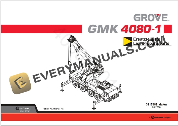 Grove GMK4080-1 Crane List of Spare Parts