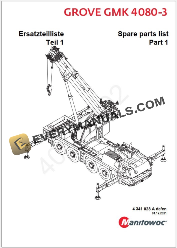 Grove GMK4080-3 Crane Operators, Parts Manual and Schematics 5 Grove GMK4080-3 Crane Shop Manuals, Diagrams_1