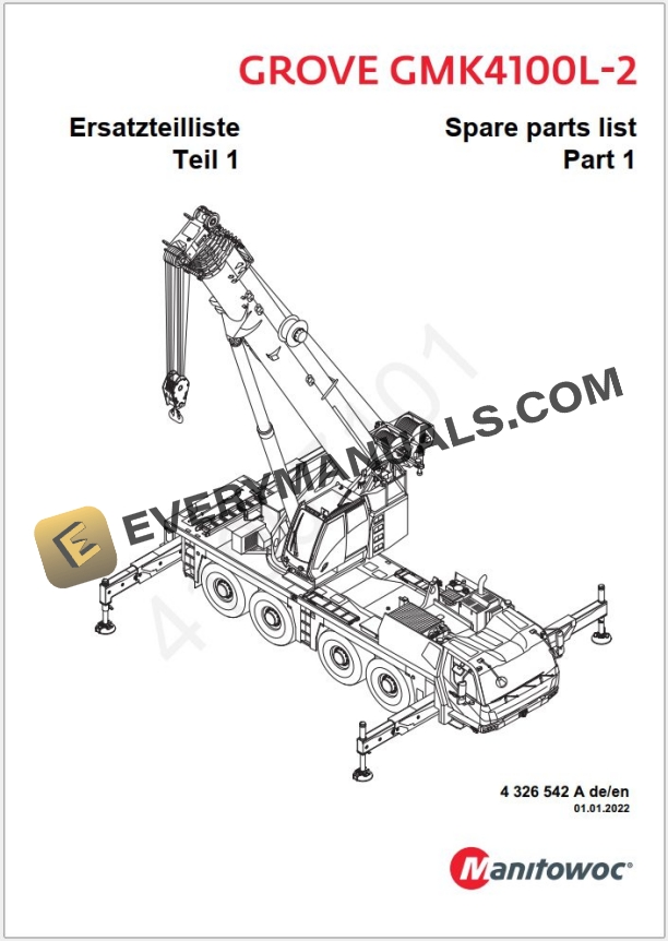 Grove GMK4100L-2 Crane Operators, Parts Manual and Schematics 4 Grove GMK4100L-2 Crane Shop Manuals, Diagrams_1