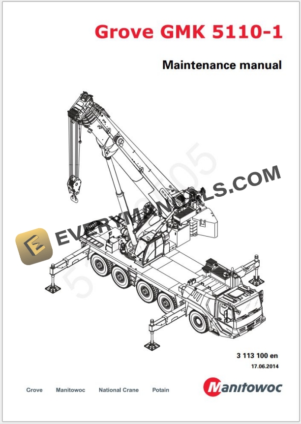 Grove GMK5110-1 Crane Shop Manuals, Diagrams 12 11 2014