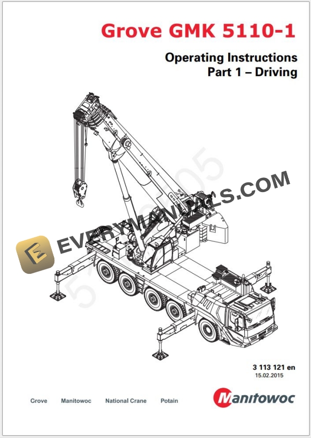 Grove GMK5110-1 Crane Operators, Parts Manual and Schematics 12 11 2014 5 Grove GMK5110-1 Crane Shop Manuals, Diagrams 12 11 2014_1