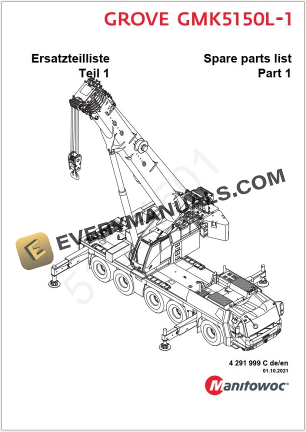 Grove GMK5150L-1 Crane Shop Manuals, Diagrams 28 04 2022