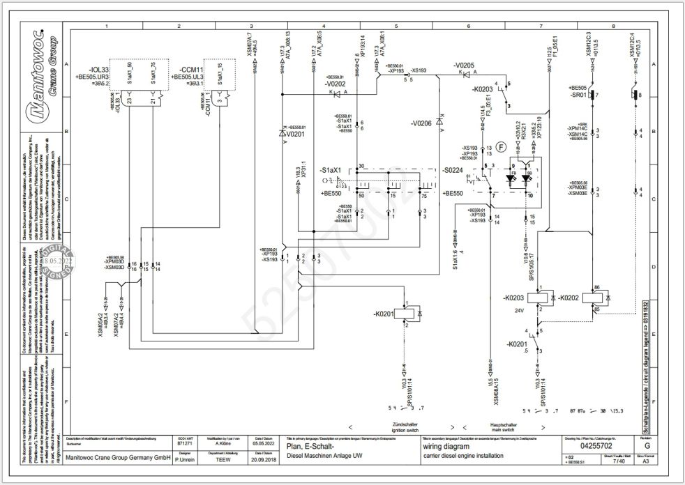Grove GMK5250L-1 Crane Load Chart, Hydrualic Schematic, Wiring Diagram 11 02 2022