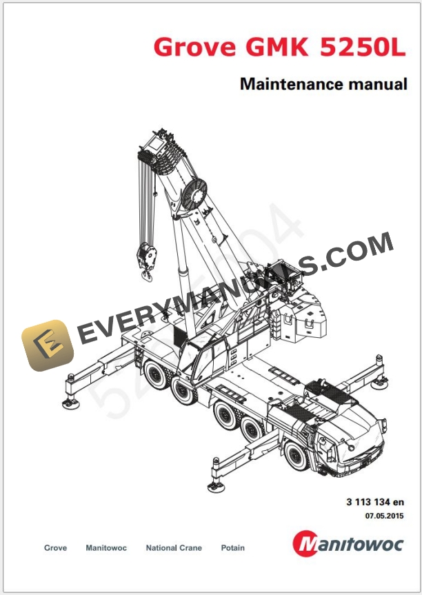 Grove GMK5250L Crane Shop Manuals, Diagrams 19 01 2015