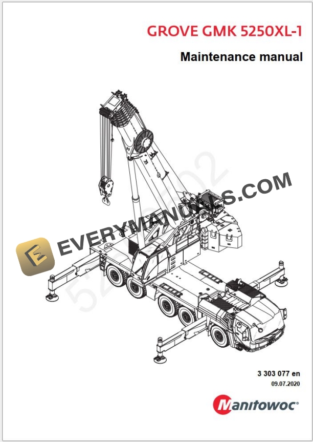 Grove GMK5250XL-1 Crane Shop Manuals, Diagrams 27 05 2021