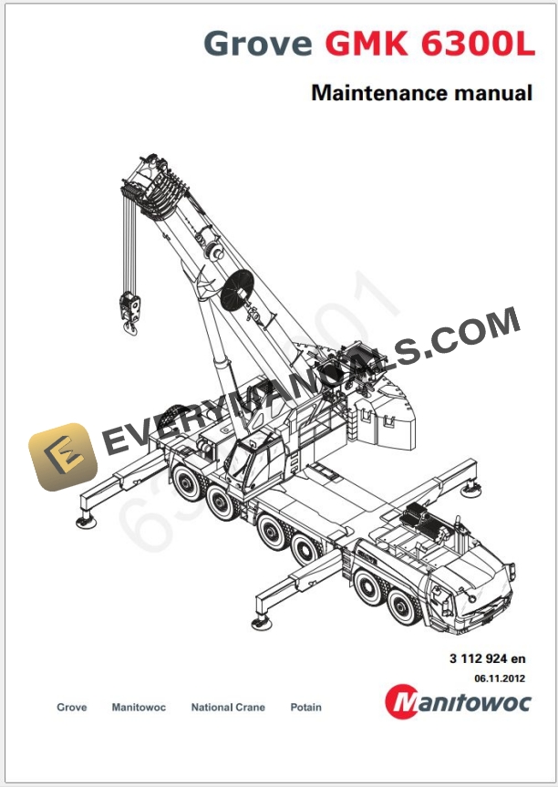 Grove GMK6300L Crane Shop Manuals, Diagrams 30 09 2011