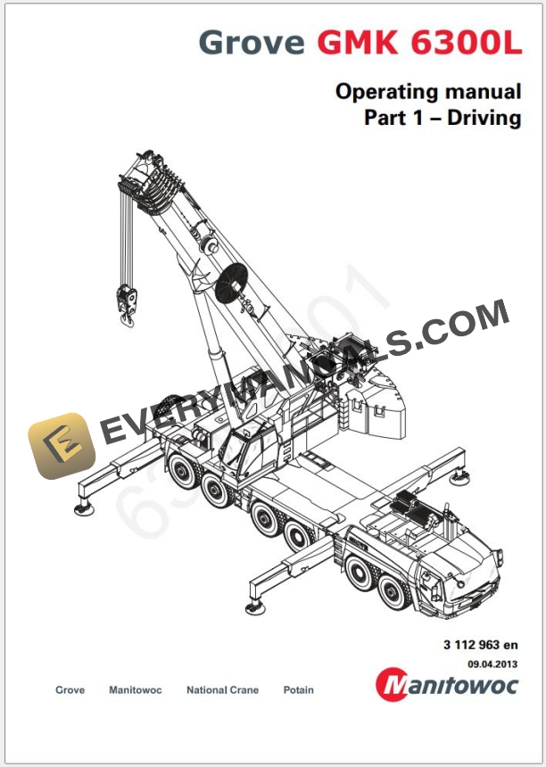 Grove GMK6300L Crane Operators, Parts Manual and Schematics 30 09 2011 5 Grove GMK6300L Crane Shop Manuals, Diagrams 30 09 2011_1