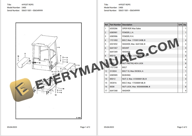 005_Bobcat Loader 2400 Parts Catalog