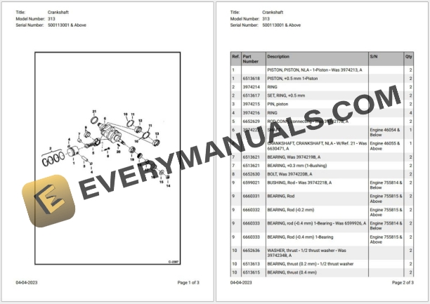008_Bobcat Loader 313 Parts Catalog