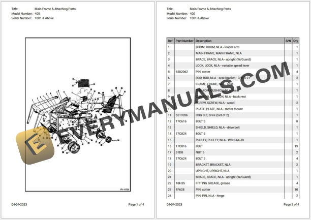 010_Bobcat Loader 400 Parts Catalog