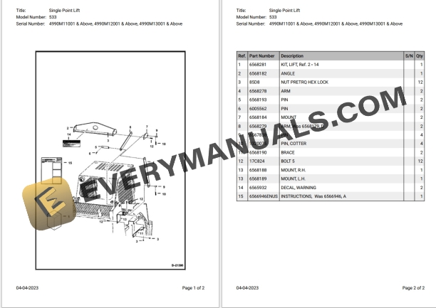 Bobcat Loader 533 Parts Catalog PDF 1 020_Bobcat Loader 533 Parts Catalog