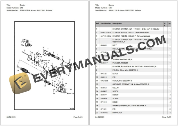 022_Bobcat Loader 542 Parts Catalog