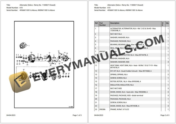 026_Bobcat Loader 610 Parts Catalog