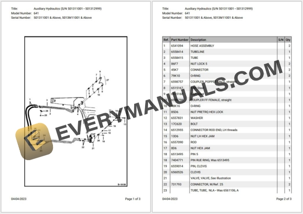 032_Bobcat Loader 641 Parts Catalog