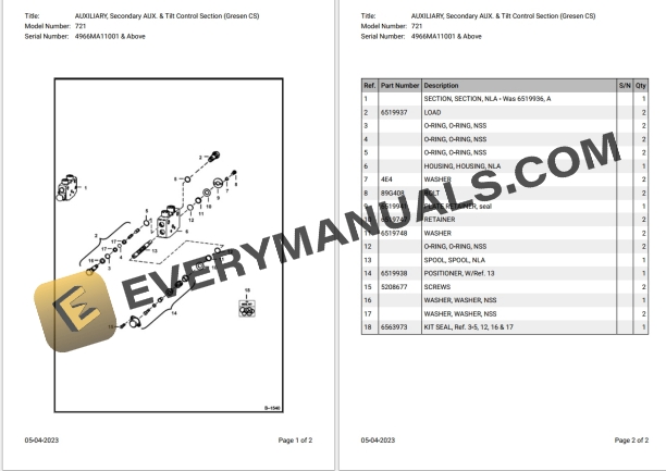 039_Bobcat Loader 721 Parts Catalog
