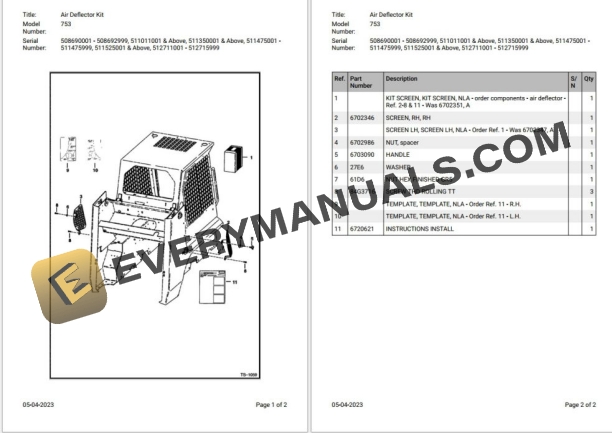 048_Bobcat Loader 753 Parts Catalog