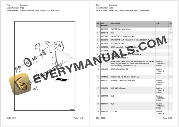 051_Bobcat Loader 7753 Parts Catalog