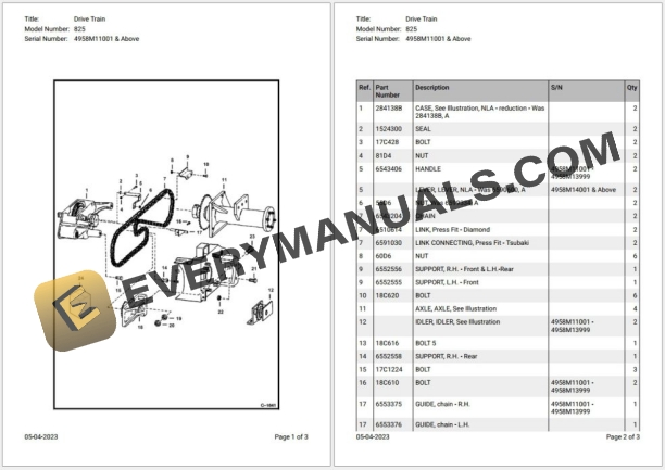 052_Bobcat Loader 825 Parts Catalog
