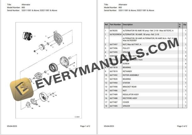 058_Bobcat Loader 883 Parts Catalog