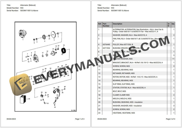 059_Bobcat Loader 943 Parts Catalog