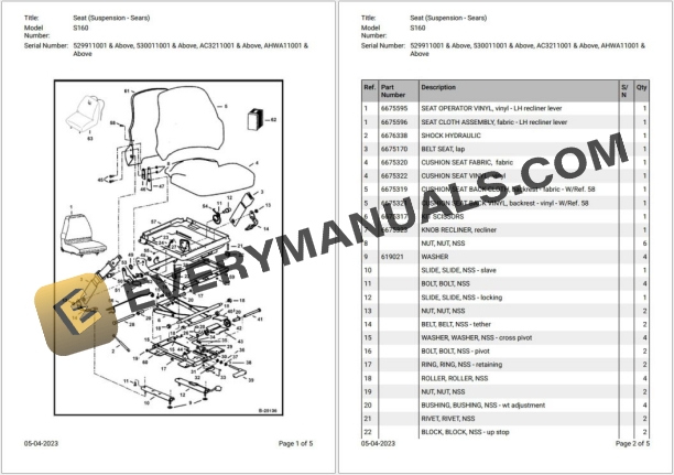 Bobcat S160 529911001 & Above Parts Catalog