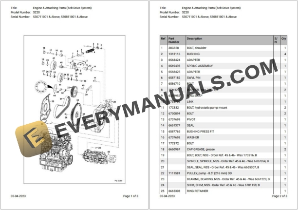 Bobcat S220 530711001 & Above Parts Catalog