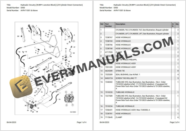 Bobcat S450 AV9V11001 & Above Parts Catalog PDF 1 Bobcat S450 AV9V11001 & Above Parts Catalog