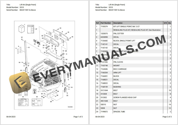 Bobcat S510 B42411001 & Above Parts Catalog