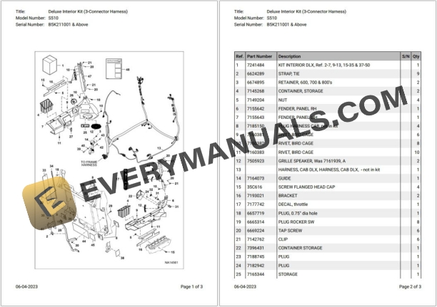 Bobcat S510 B5K211001 & Above Parts Catalog