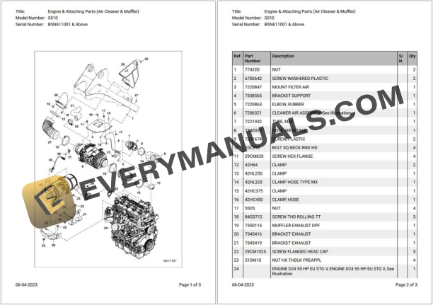 Bobcat S510 B5N611001 & Above Parts Catalog