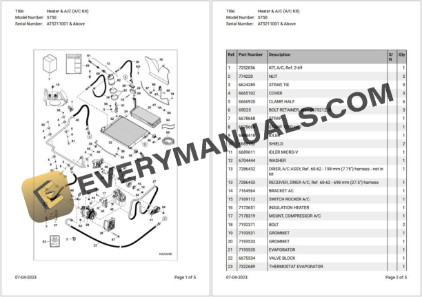 Bobcat S750 AT5211001 & Above Parts Catalog