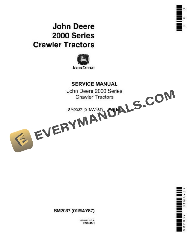 John Deere 2010 Crawler Tractor Service Manual SM2037 PDF
