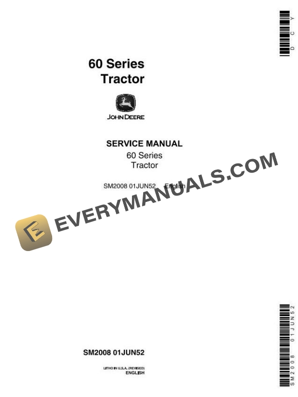 John Deere 60 620 630 Tractor Service Manual SM2008