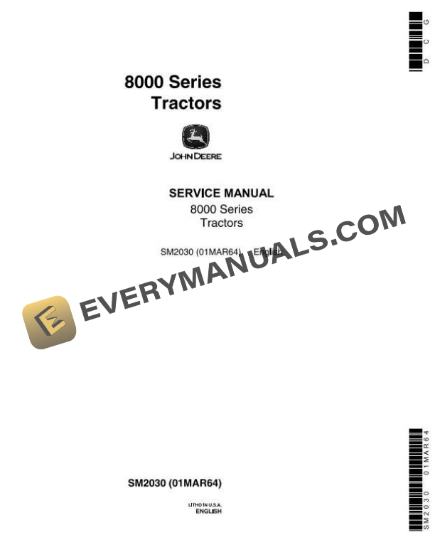 John Deere 8010 8020 2WD MFWD Tractor Service Manual SM2030