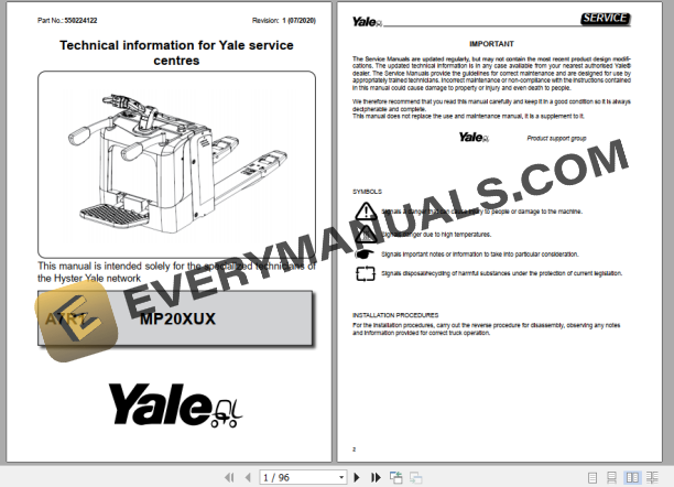 Yale-Class-3-Electric-Motor-Hand-Trucks-A7R1-MP20XUX-Operating-Service-Manual-1