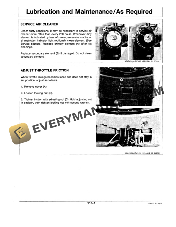 John Deere 1250 1450 AND 1650 Tractor Operator Manual OMRW18976 3