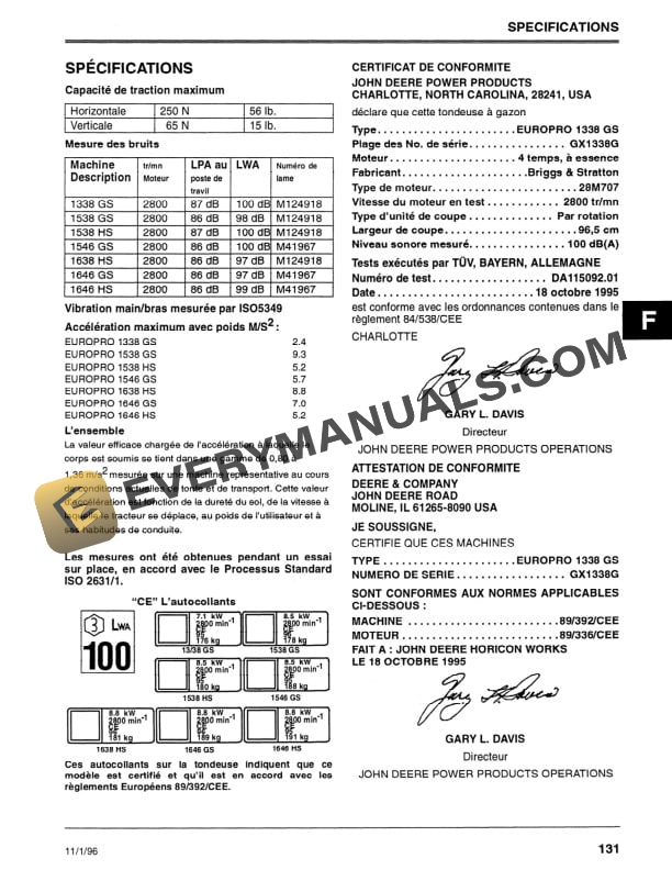 John Deere 1338 GS 1538 GS HS 1546 GS 1638 HS 1646 GS HS Tractor Operator Manual OMGX10129 3