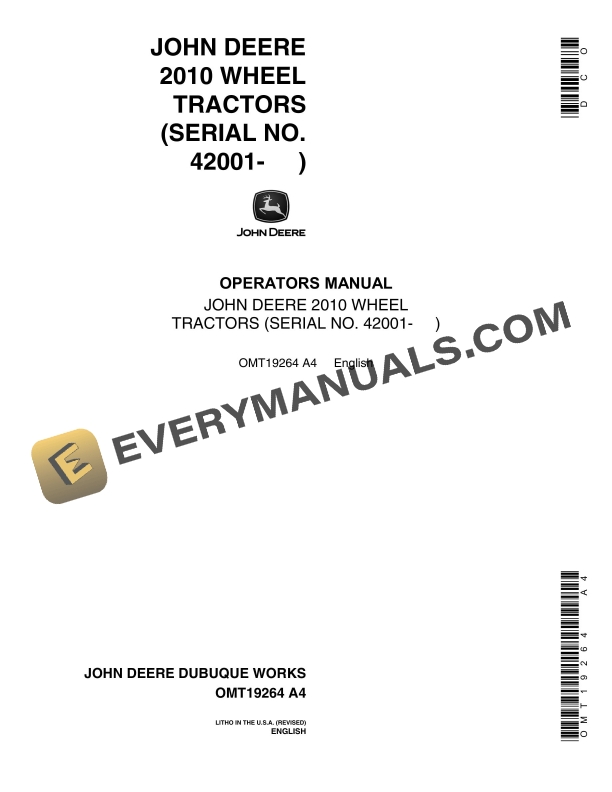 John Deere 2010 Tractor Operator Manual OMT19264-1