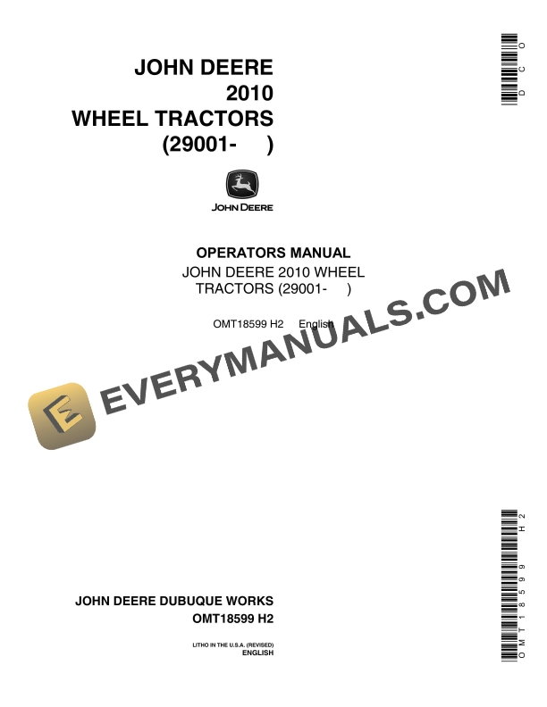 John Deere 2010 Wheel Tractors Operator Manual OMT1859-1