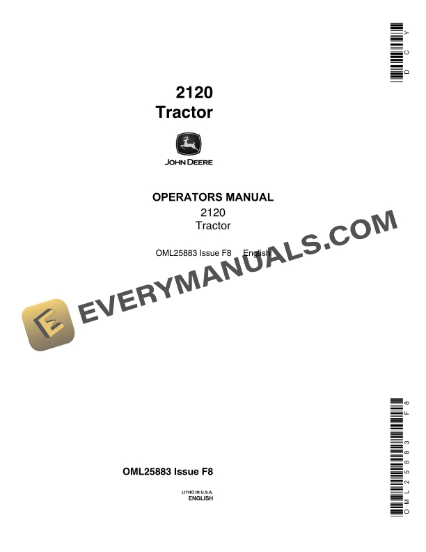 John Deere 2120 Tractors Operator Manuals OML25883-1