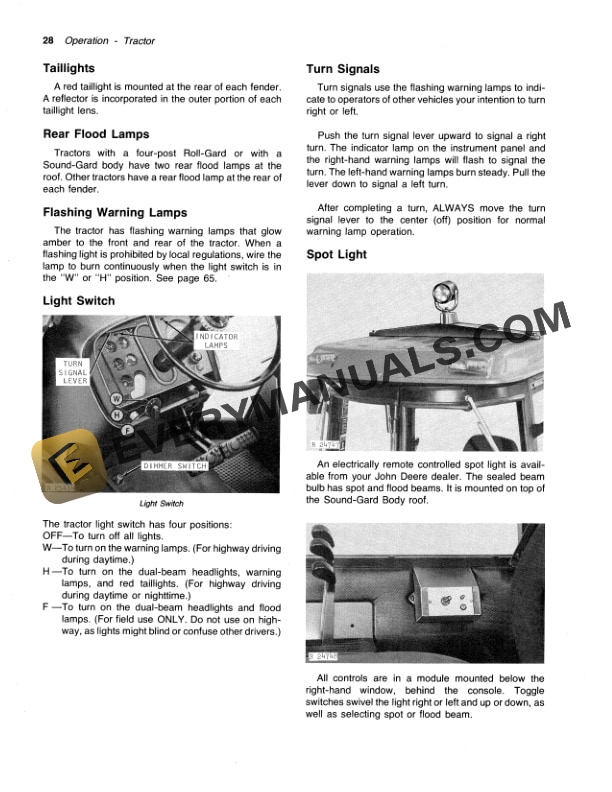 John Deere 4630 Tractor Operator Manual OMR65495 2
