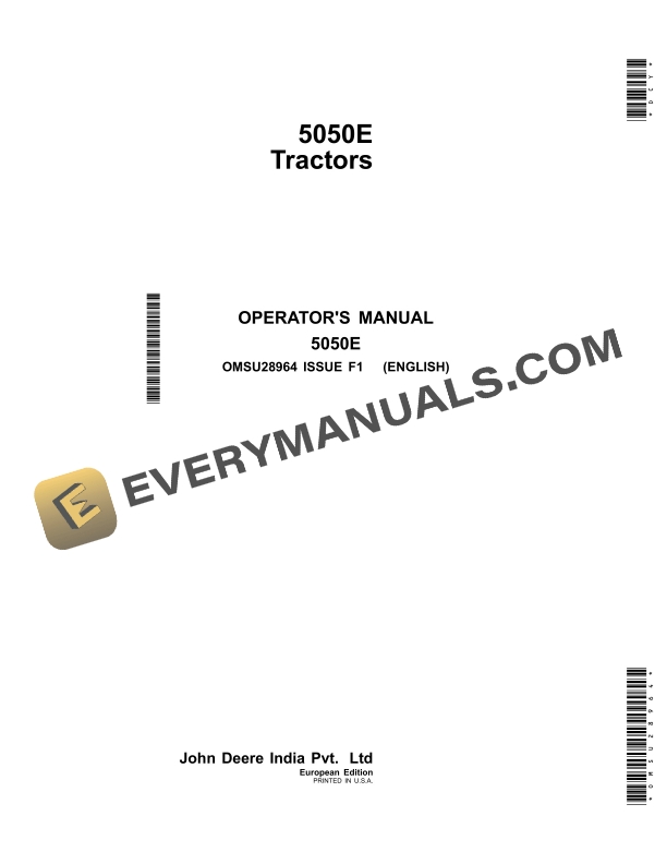 John Deere 5050e Tractors Operator Manuals OMSU28964-1