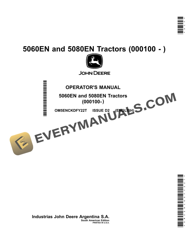John Deere 5060en And 5080en Tractors Operator Manuals Om5enckdfy22t-1